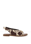 Una Healy Blank Space Cow Print Sling Back Court Heels, Cream & Brown