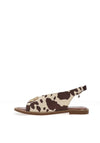 Una Healy Blank Space Cow Print Sling Back Court Heels, Cream & Brown