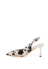 Una Healy Escapade Cow Print Sling Back Court Heels, White & Brown