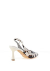 Una Healy Escapade Cow Print Sling Back Court Heels, White & Brown
