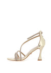 Una Healy Centrefold Diamante Encrusted Cross Strap Heeled Sandals, Gold
