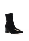 Una Healy Jaded Embellished Broach Heeled Boots, Vinyl