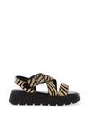 Una Healy Ranson Zebra Printed Criss Cross Platform Sandals, Black