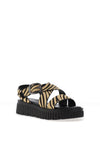 Una Healy Ranson Zebra Printed Criss Cross Platform Sandals, Black