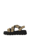 Una Healy Ranson Zebra Printed Criss Cross Platform Sandals, Black