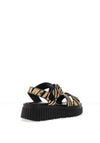 Una Healy Ranson Zebra Printed Criss Cross Platform Sandals, Black
