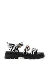 Una Healy Something Multi Zebra Print Strap Buckle Sandals, Black & White