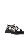 Una Healy Something Multi Zebra Print Strap Buckle Sandals, Black & White