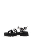 Una Healy Something Multi Zebra Print Strap Buckle Sandals, Black & White