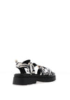 Una Healy Something Multi Zebra Print Strap Buckle Sandals, Black & White