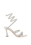 Una Healy Maneater Ankle Wrap Heeled Sandals, Silver