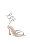 Una Healy Maneater Ankle Wrap Heeled Sandals, Silver
