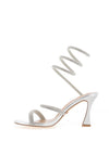 Una Healy Maneater Ankle Wrap Heeled Sandals, Silver