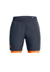 Under Armour Boys Woven 2 in 1 Shorts, Grey Orange