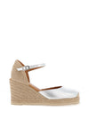 Unisa Castilla Leather Espadrille Wedges, Silver