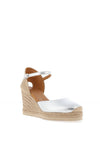 Unisa Castilla Leather Espadrille Wedges, Silver