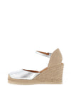 Unisa Castilla Leather Espadrille Wedges, Silver