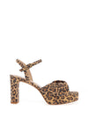 Unisa Onoa Leather Twist Strap Platform Heeled Sandals, Leopard Print
