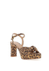 Unisa Onoa Leather Twist Strap Platform Heeled Sandals, Leopard Print
