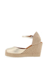 Unisa Castilla Leather Espadrille Wedges, Gold