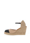 Unisa Cava Leather Espadrille Wedge Shoes, Skin & Black