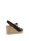 Unisa Cyntia Leather Sling Back Espadrille Wedge Shoes, Black