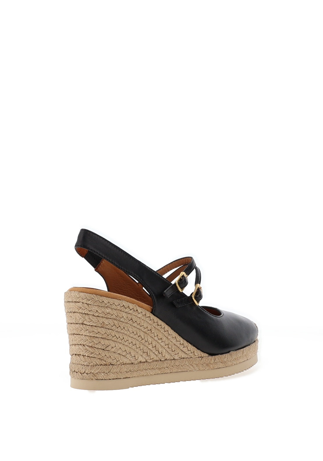 Unisa Cyntia Leather Sling Back Espadrille Wedge Shoes, Black