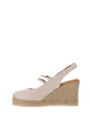 Unisa Cyntia Leather Sling Back Espadrille Wedge Shoes, Ivory