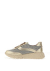 Unisa Edy Leather Metallic Gold Mesh Trainers, Gold