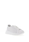 Unisa Emiro Leather Perforated Laced Trainers, White