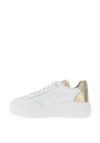 Unisa Fraile Platform Leather Trainers, White & Gold