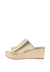 Unisa Kirane Leather Platform Wedge Mule Sandals, Gold