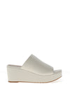 Unisa Kirane Leather Platform Wedge Mule Sandals, White