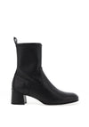 Unisa Lemico Leather Low Heel Sock Boot, Black