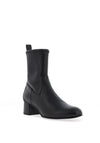 Unisa Lemico Leather Low Heel Sock Boot, Black