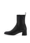 Unisa Lemico Leather Low Heel Sock Boot, Black