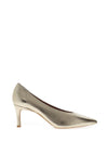 Unisa Lenis Metallic Leather Pointed Court High Heels, Gold