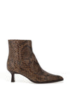 Unisa Lomas Reptile Leather Kitten Heeled Ankle Boots, Brown