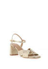 Unisa Medway Metallic Leather Criss Cross Knot Block Heeled Shoes, Gold