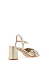 Unisa Medway Metallic Leather Criss Cross Knot Block Heeled Shoes, Gold