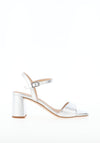 Unisa Moraty Metallic Leather Open Toe Heeled Sandals, Silver