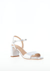 Unisa Moraty Metallic Leather Open Toe Heeled Sandals, Silver