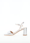 Unisa Moraty Metallic Leather Open Toe Heeled Sandals, Silver