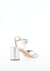 Unisa Moraty Metallic Leather Open Toe Heeled Sandals, Silver