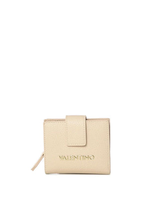 Valentino Alexia Pebbled Wallet, Ecru