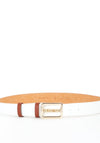 Valentino Padd Faux Pebbled Leather Waist Belt, White
