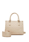 Valentino Samba Debossed Small Shopper Bag, Beige