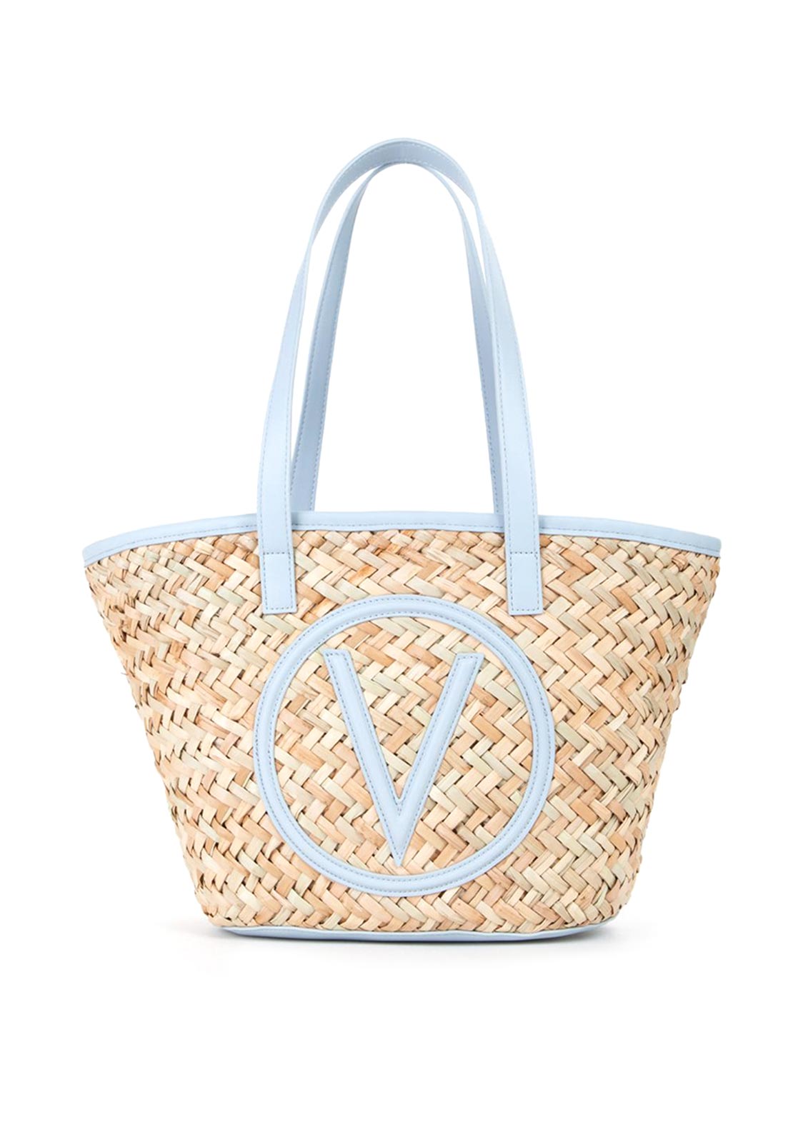 Valentino Samuela Woven Straw Shopper Bag, Blue - McElhinneys
