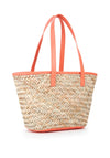Valentino Samuela Woven Straw Shopper Bag, Orange
