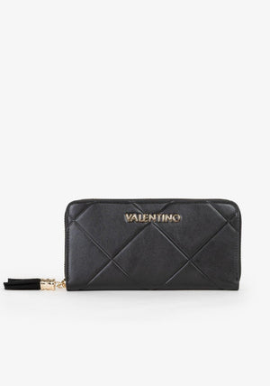 Valentino Astrid Quilted Medium Zip Around Purse, Black